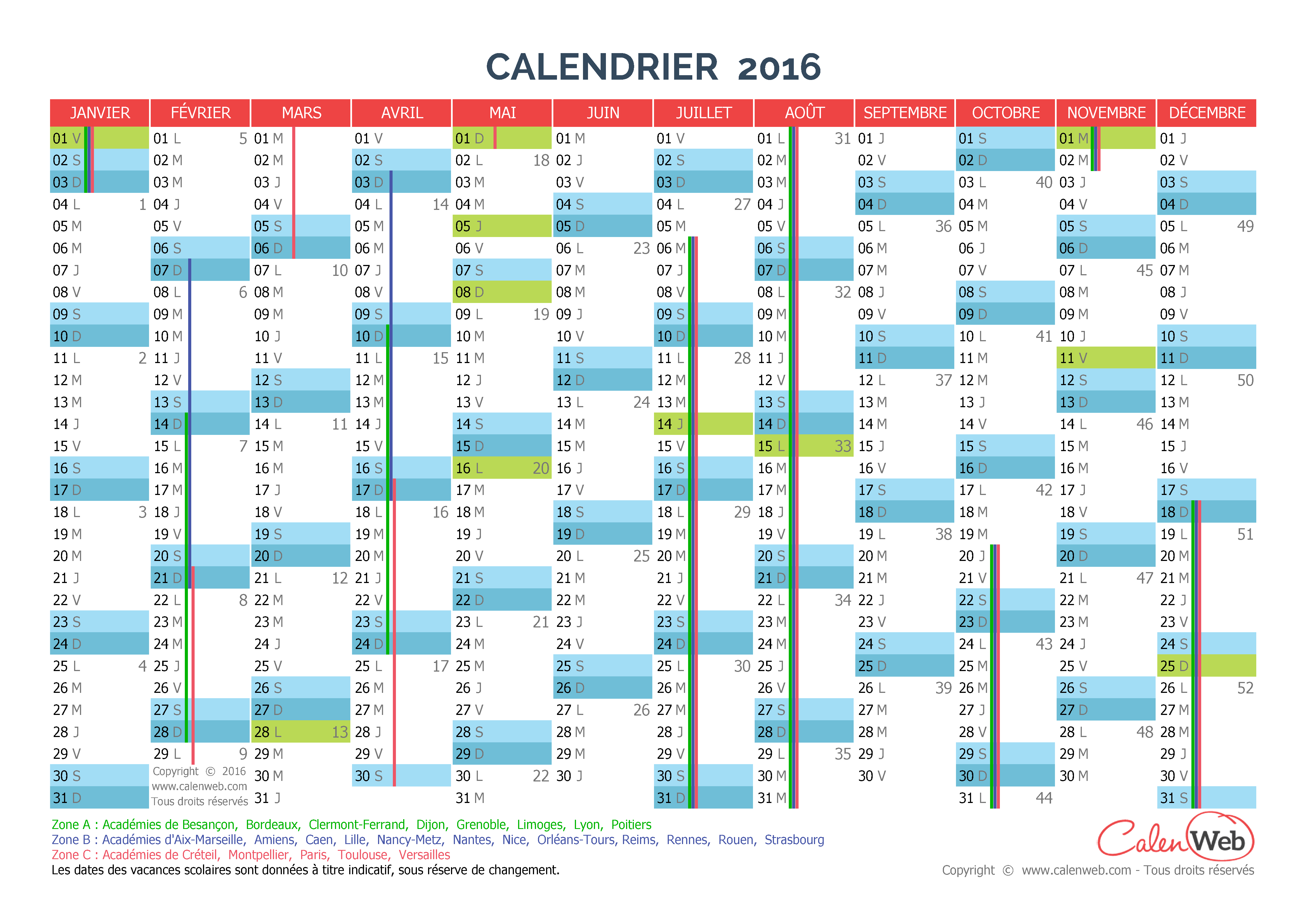 calendrier férié 2016 - calendrier 2022 avec congés scolaires