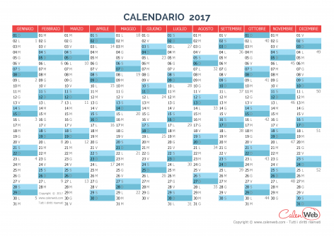 Calendario annuale – Anno 2017 Planner annuale orizzontale 2017