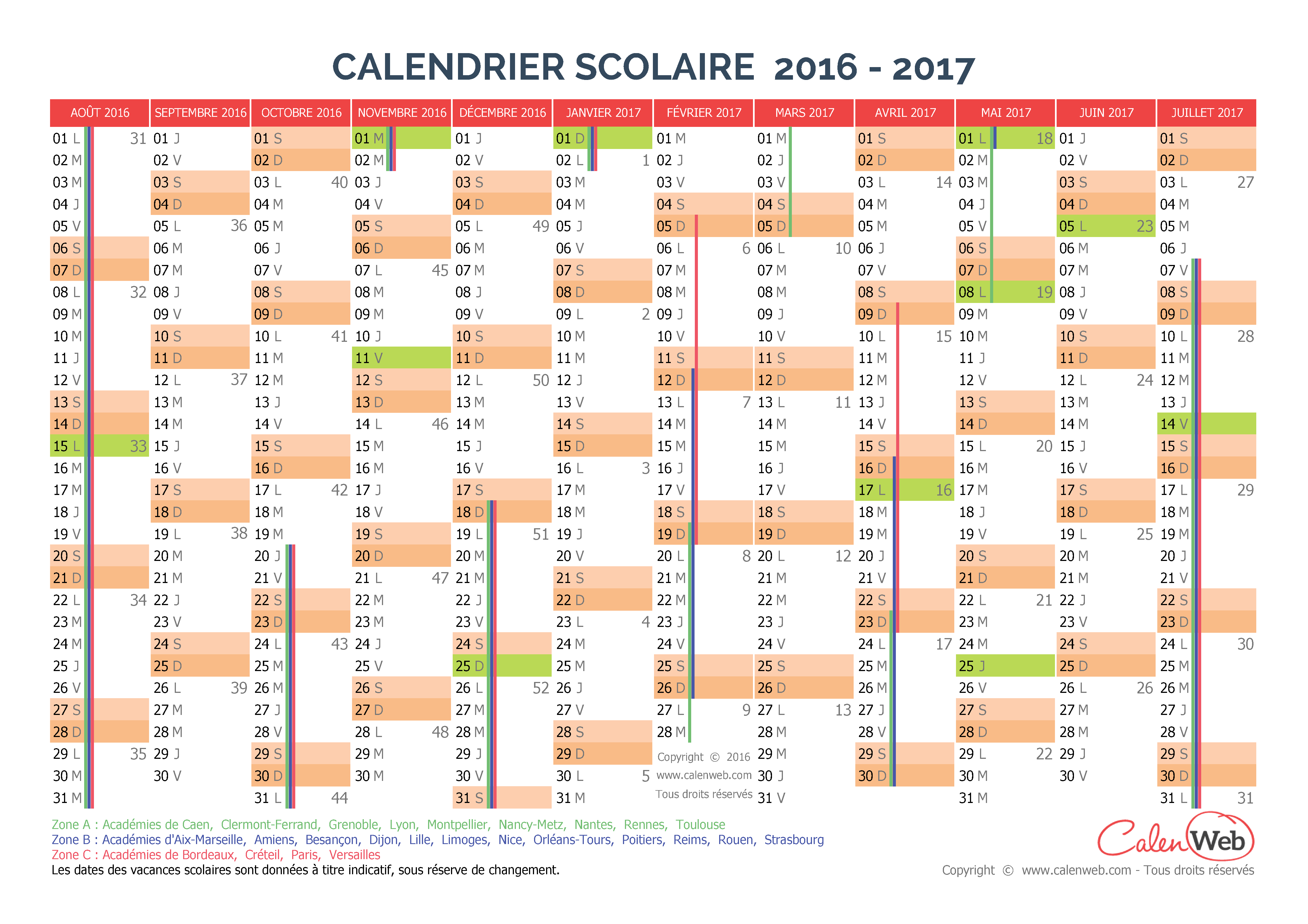 calendrier scolaire belgique 2016 a imprimer - CLRDRS