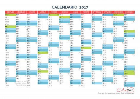 Calendario annuale – Anno 2017 con le festività italiane