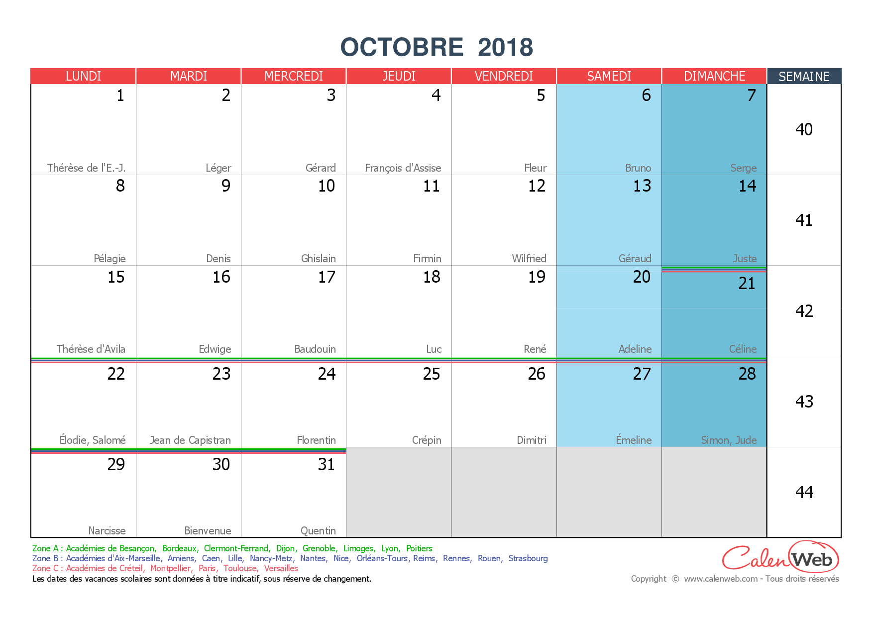  Calendrier  mensuel Mois d octobre  2022 Avec f tes jours 