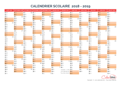 Calendrier scolaire annuel 2018-2019 Version vierge