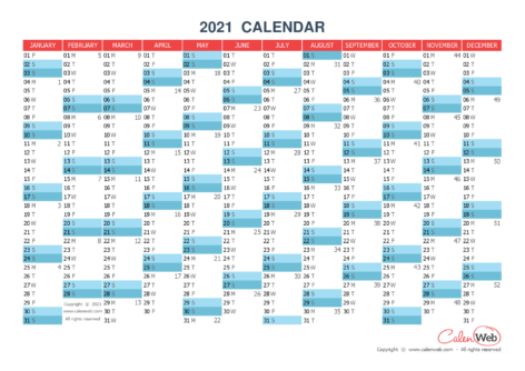 Yearly calendar – Year 2021 Yearly horizontal planning
