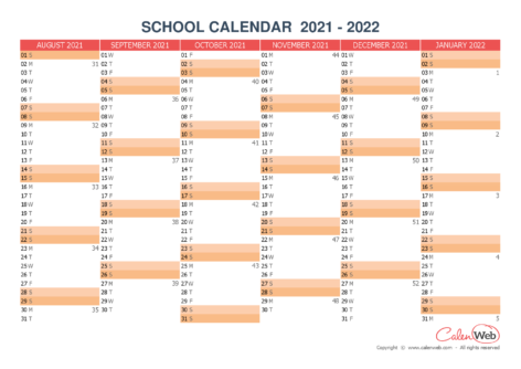 2021-2022 Semiannual school calendar Semiannual school calendar
